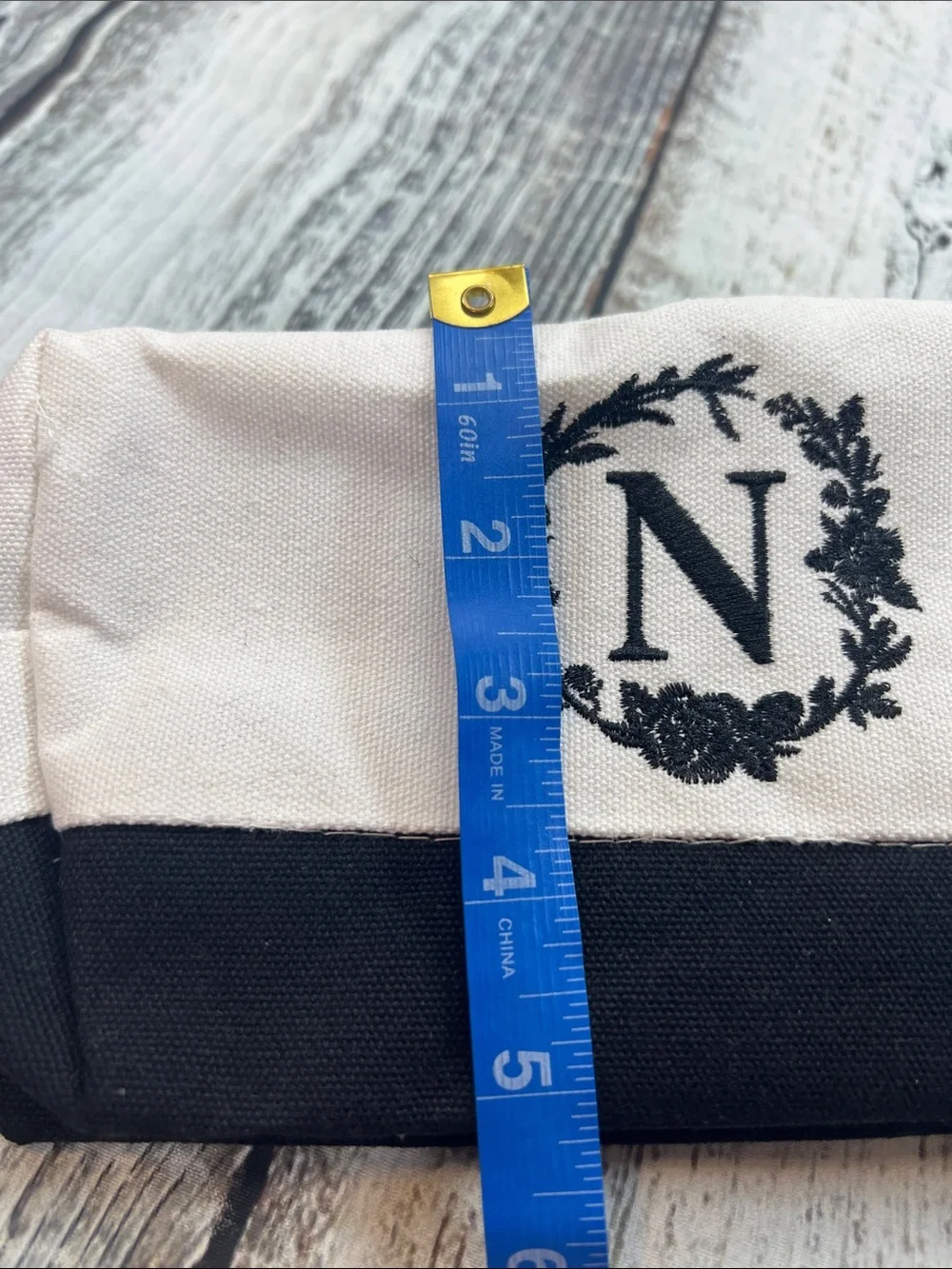 Monogram “N” Canvas Tote Bag 3 pc Set – Tote, Pouch & Organizer | Black & White - Picture 10 of 17